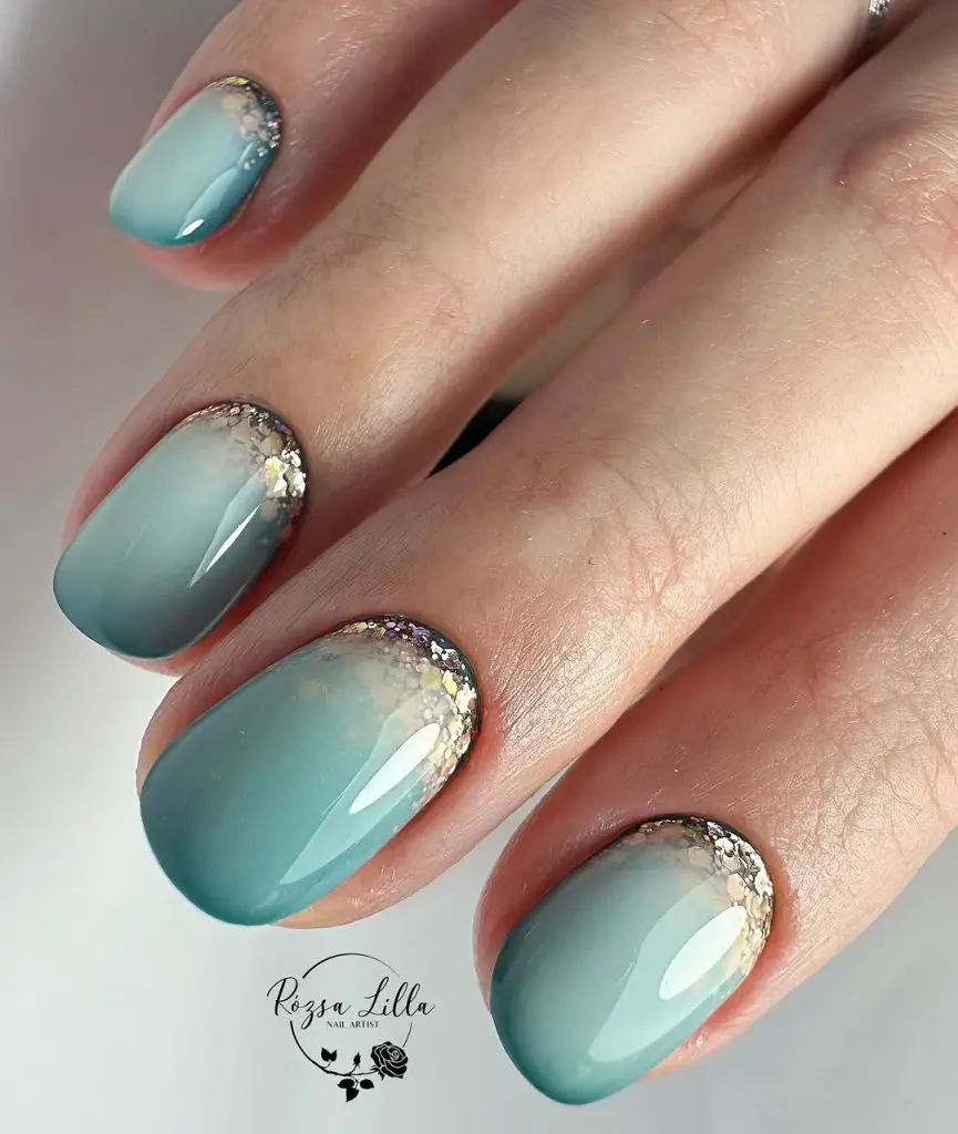 ombre mint nails