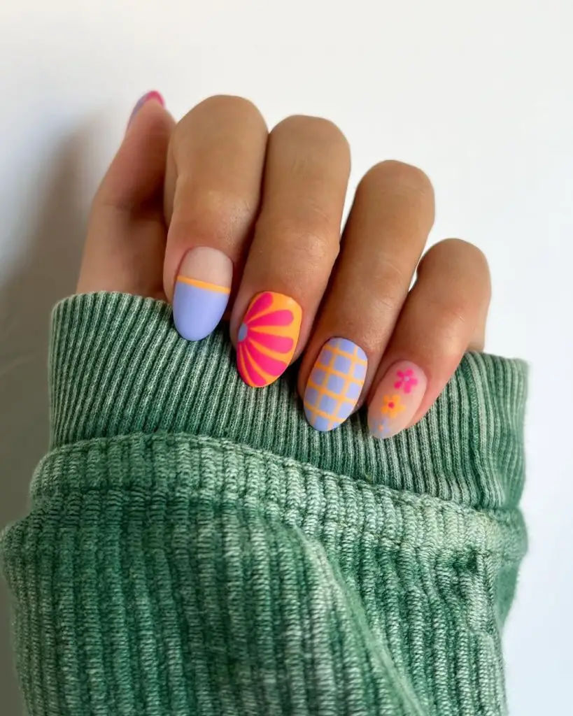 mix match matte spring nails