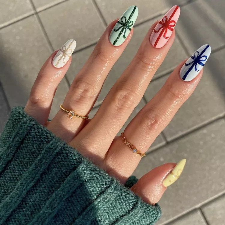 cute ribbon nail designs