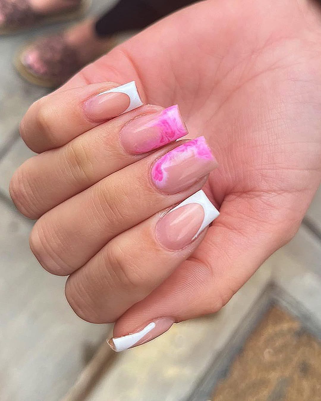 marble french pink nail ideas