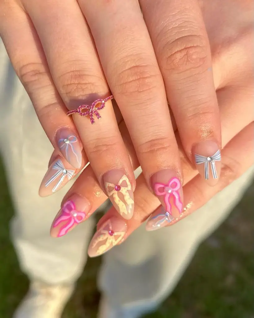 cute bow nail designs