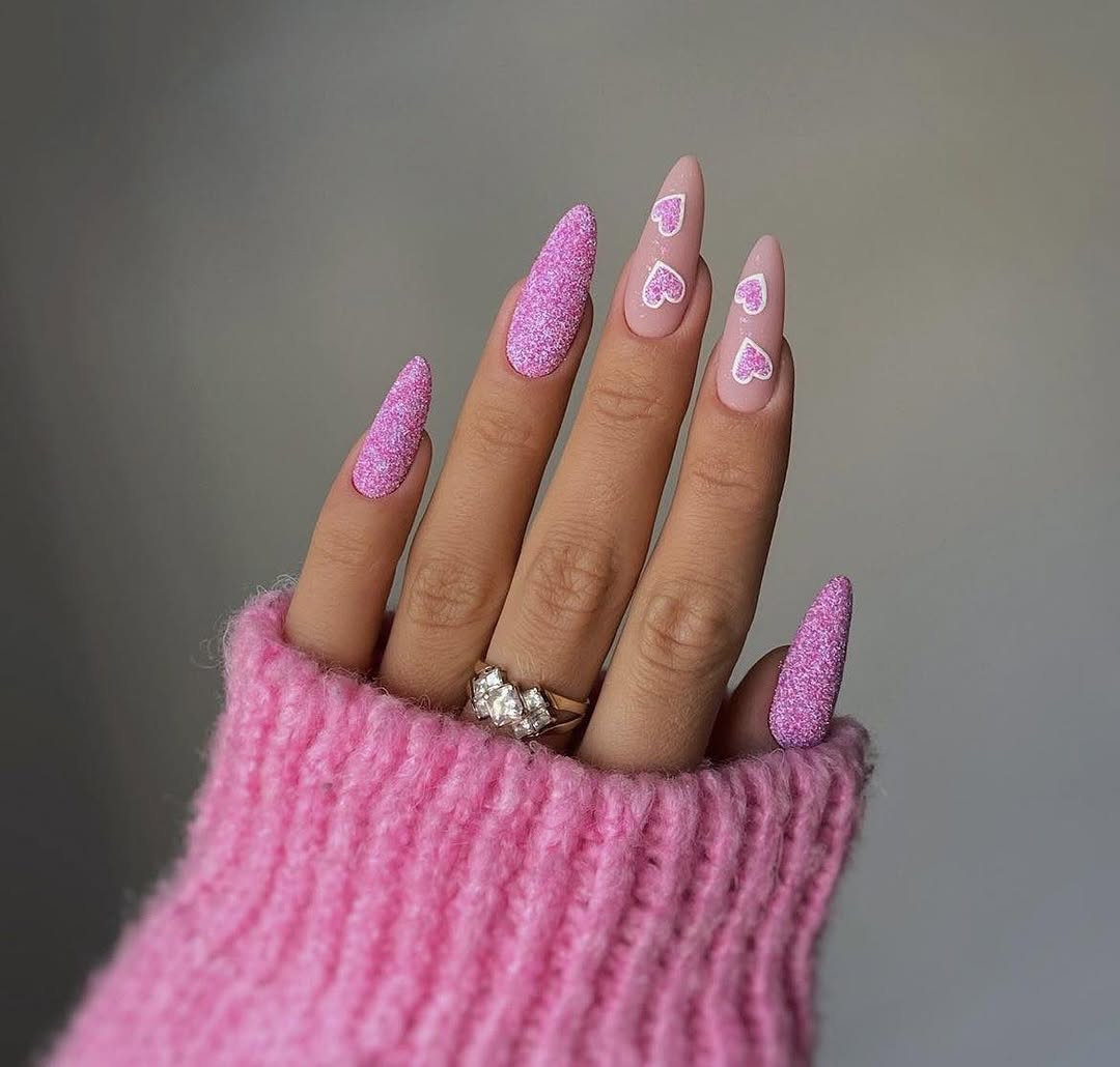 sparkling pink nail designs