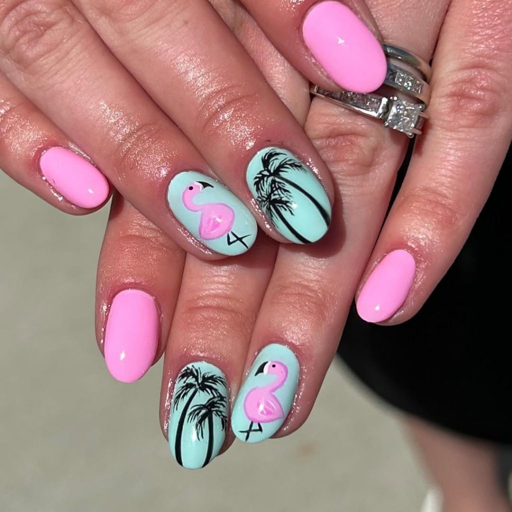 flamingo nail ideas