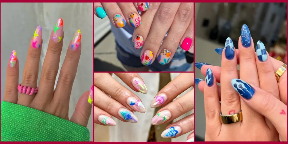 summer groovy festival nail ideas