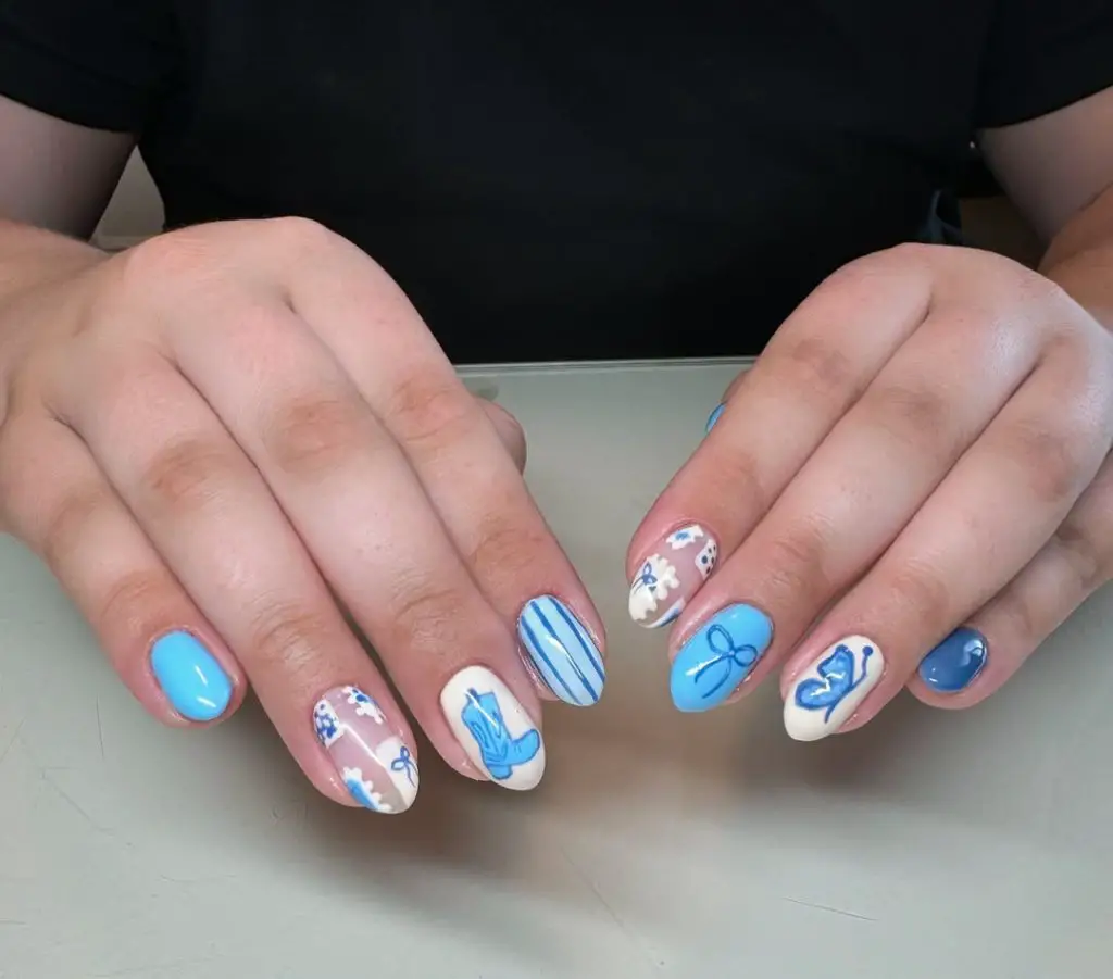 cowboy stripes nails