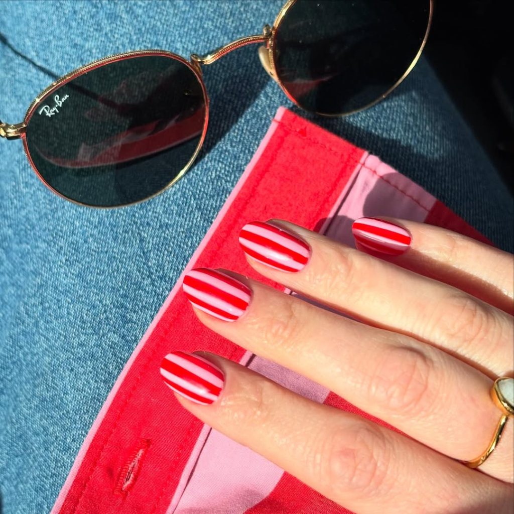 candy striped nails