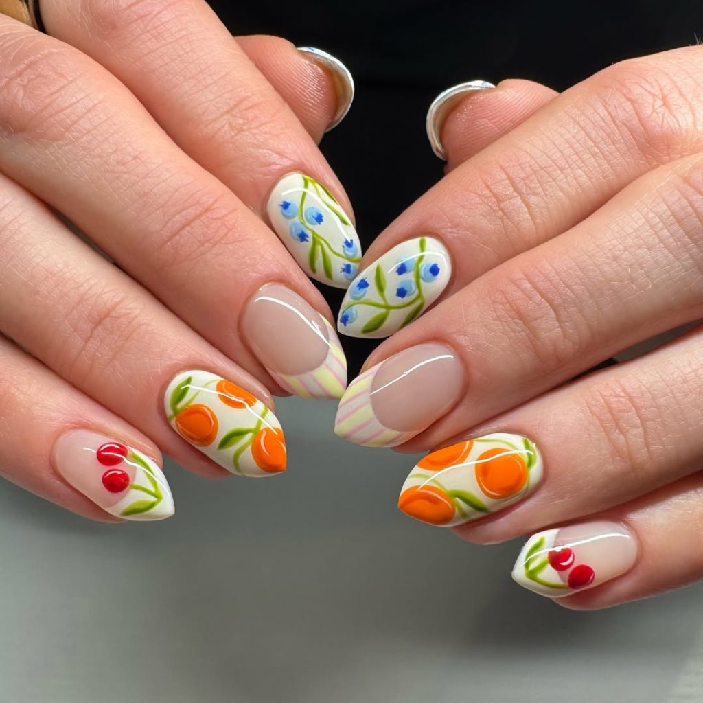 summer stripes nail ideas