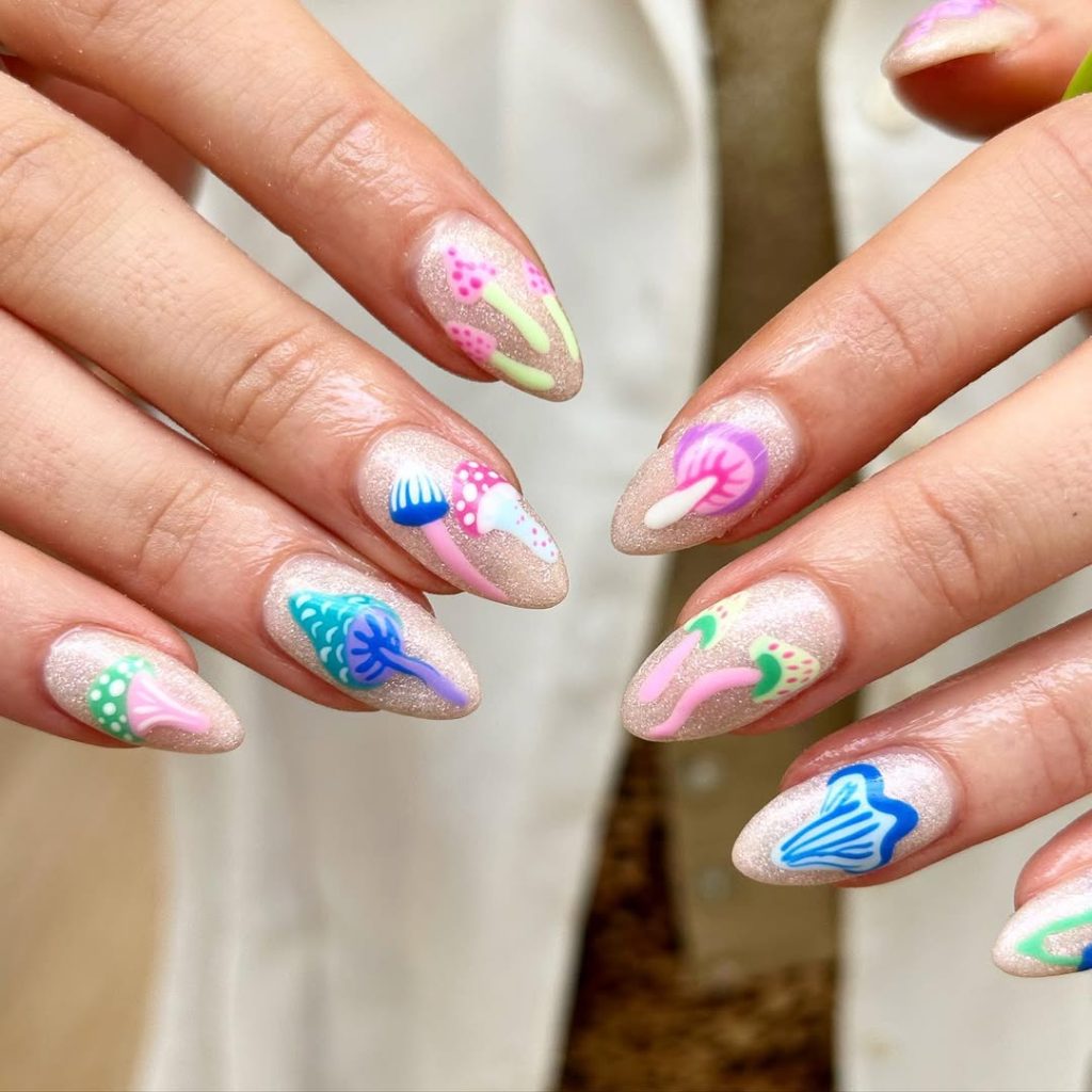 Shro0oo0my funky vibes nails for summerfest