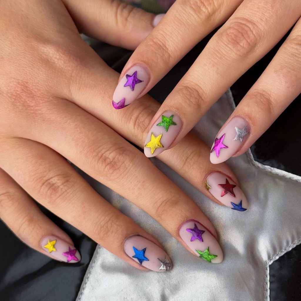 chrome stars nail ideas