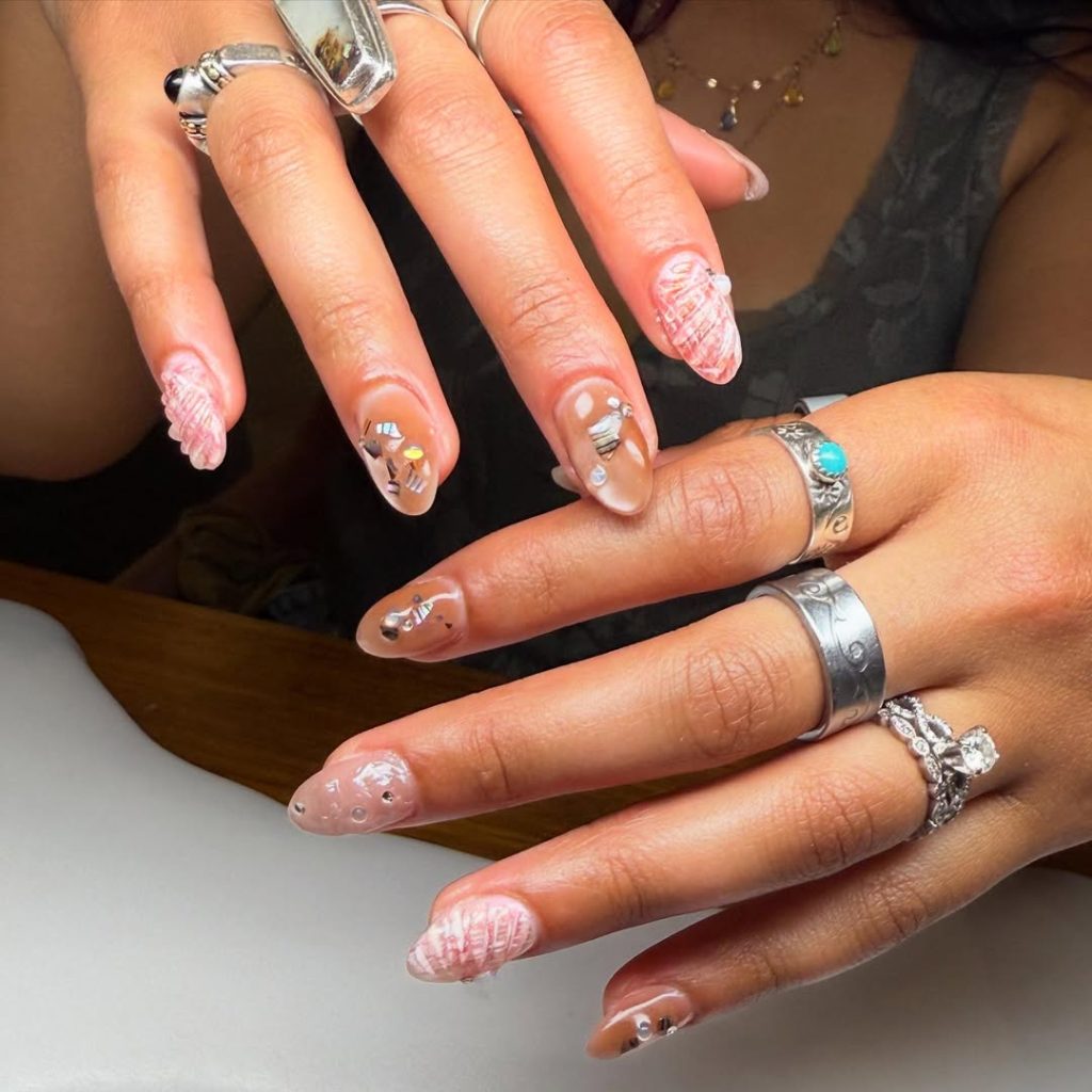 dewy seashell nail ideas