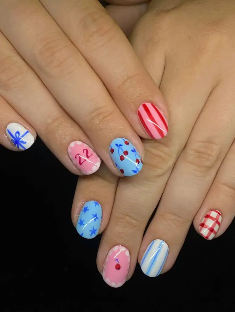 birthday striped nails