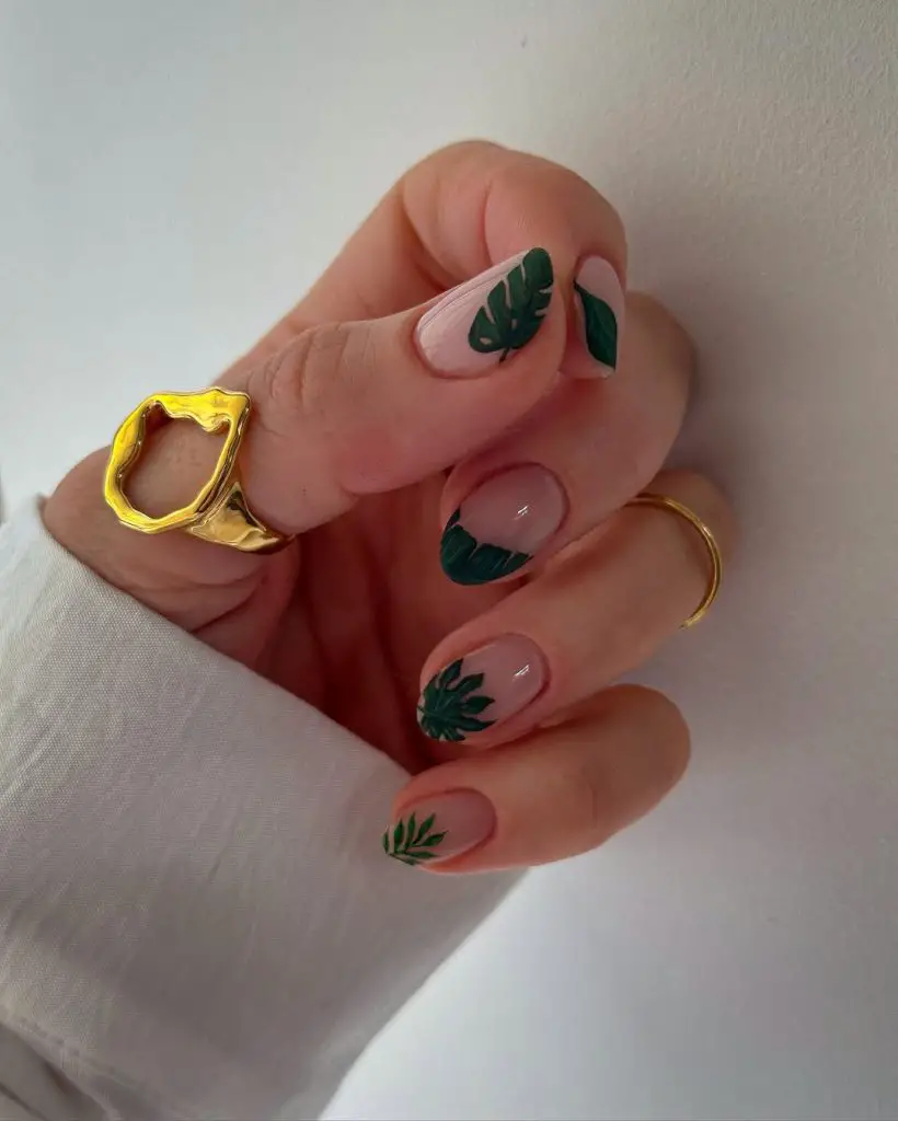 palm green nails for summer