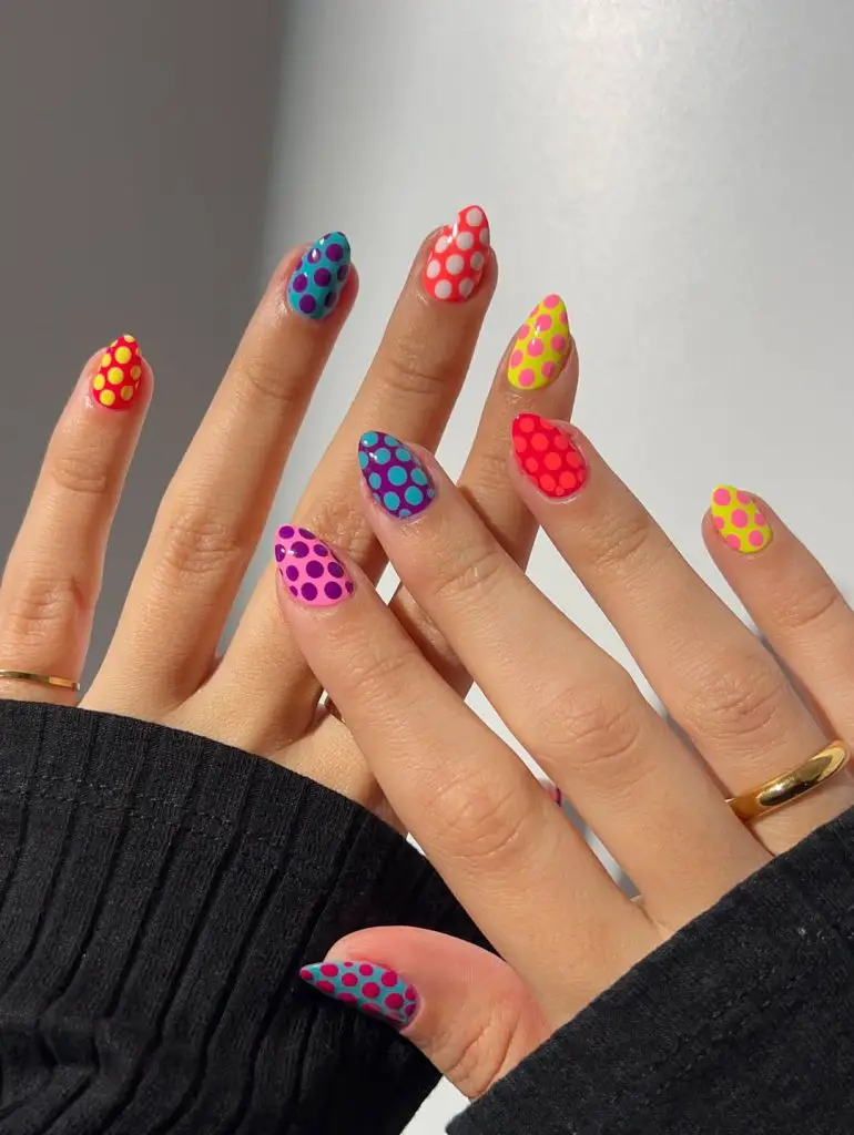 polka dots nail art for august mani