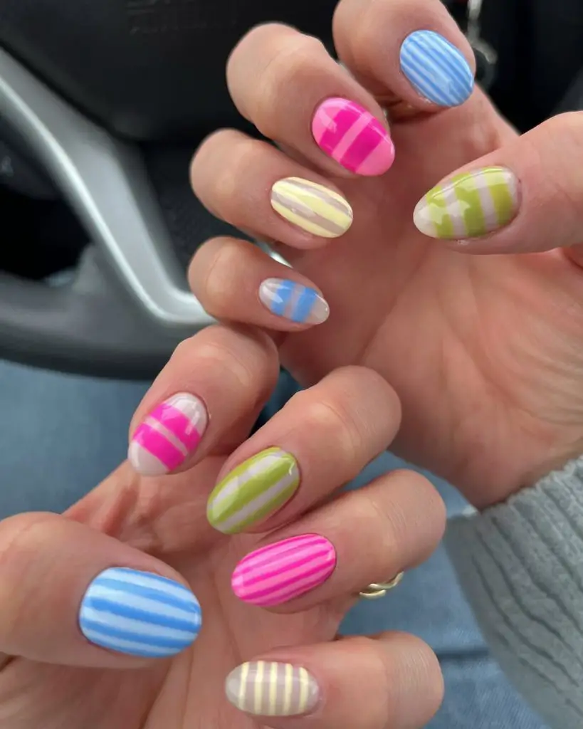 colorful striped nail ideas