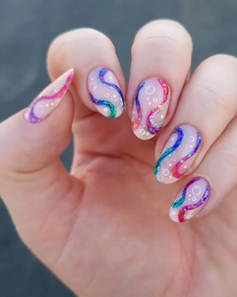 y2k swirls nails