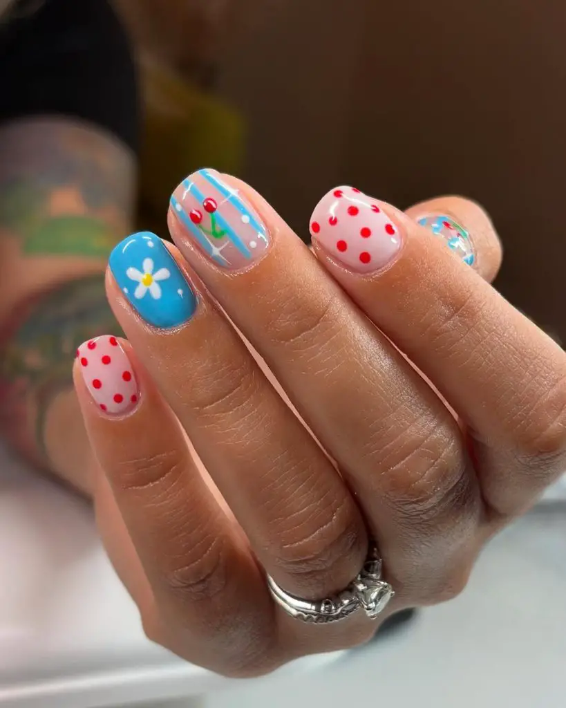 fun summer striped nails