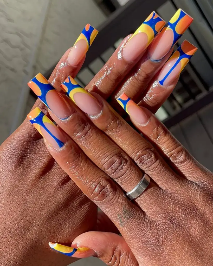 sunset ombre tuscan nails
