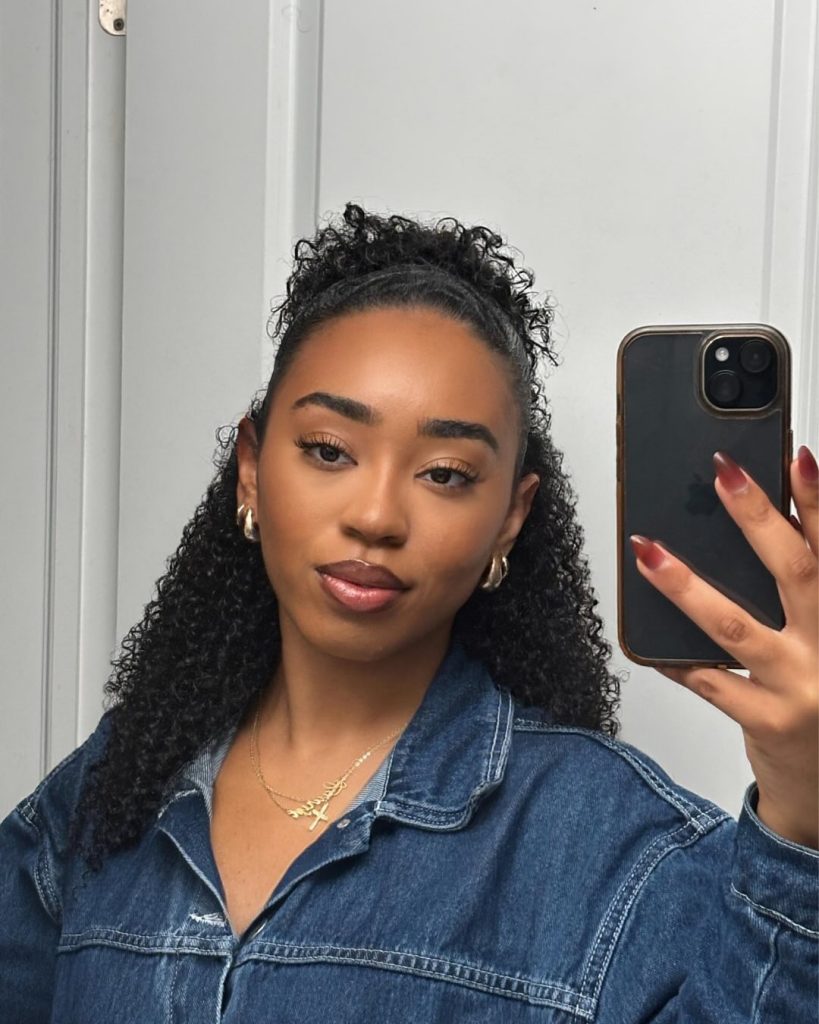 half sown curly hairstyle inspo