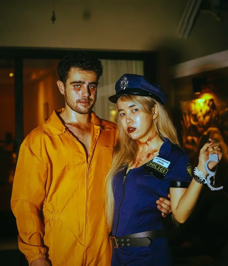 Halloween Costume Polica and her prisoner
