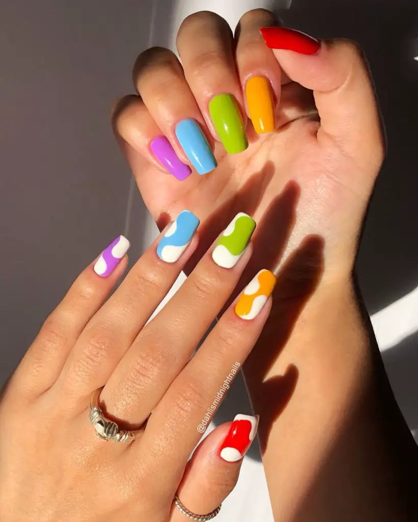 Thunder Stormy Skittles Nails