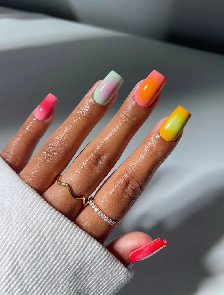 Summer skittle aura nails