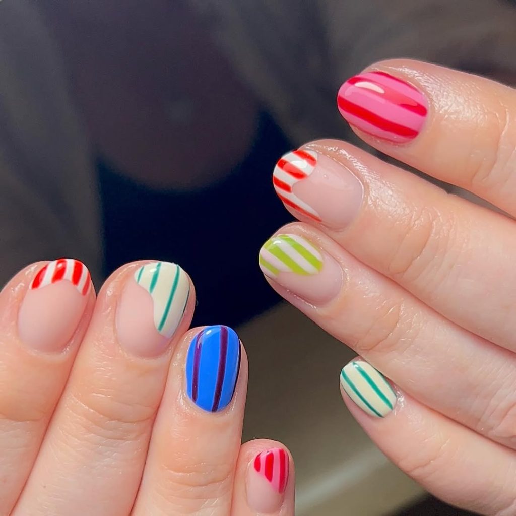 skittles stripes nails