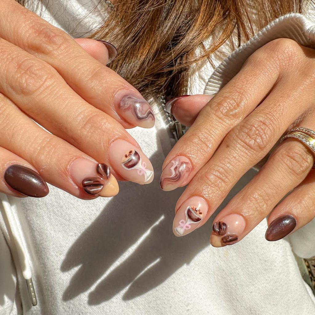 espresso-inspired nails
