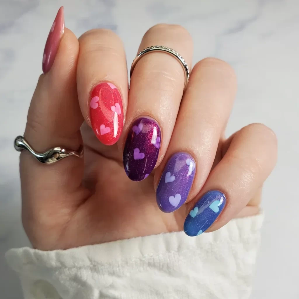 heart skittles nails