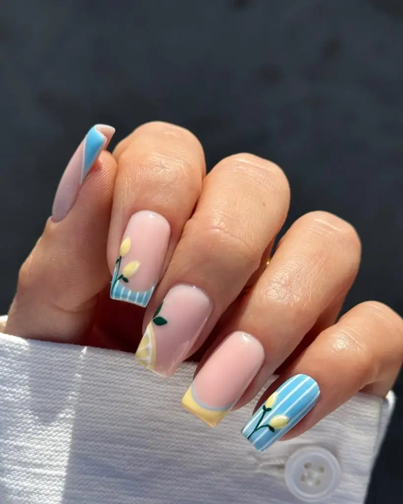lemon tips nails