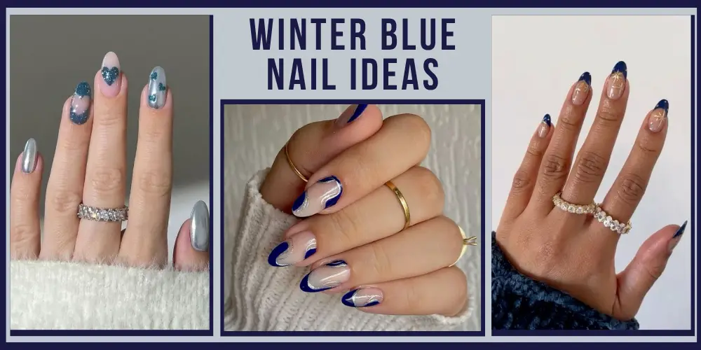 Winter blue nails inspo